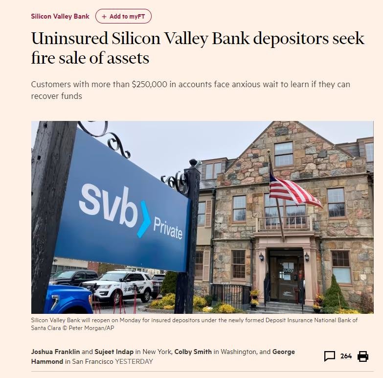 外媒:部分硅谷银行储户拟打折出售存款以筹集现金