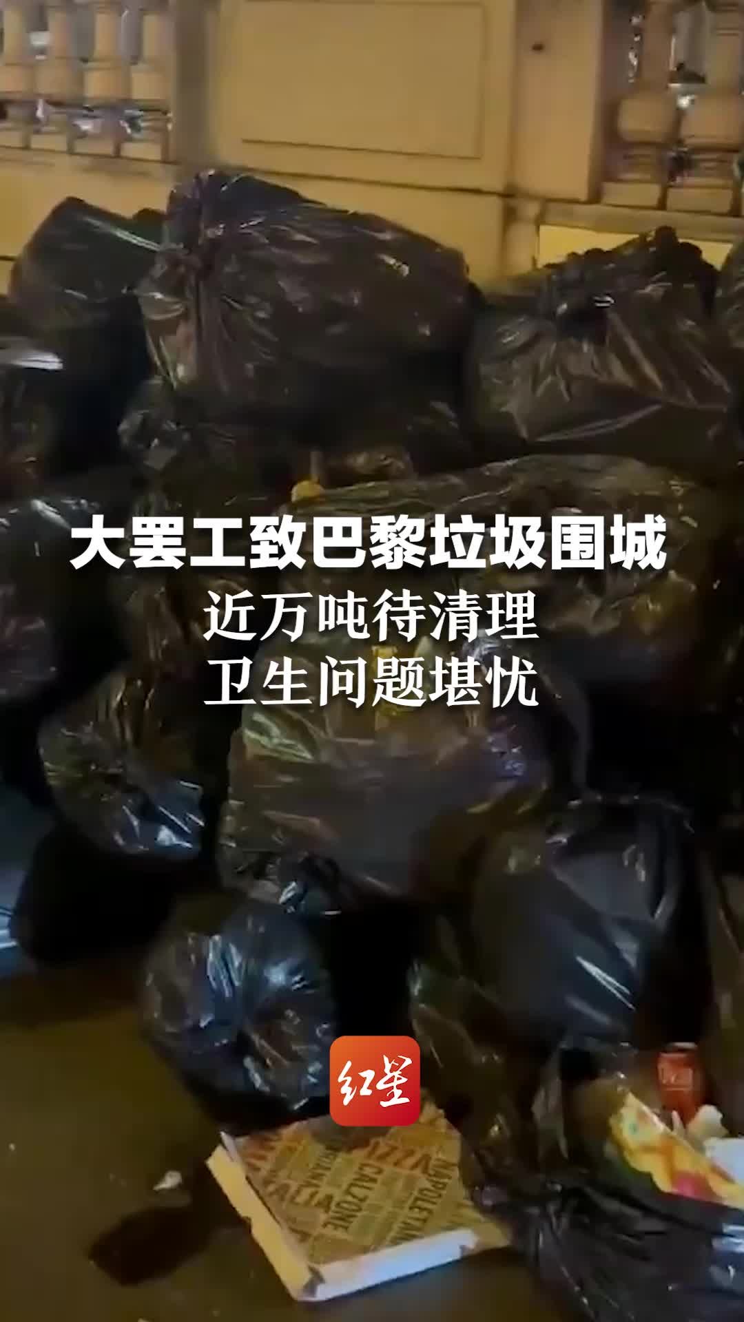 大罢工致巴黎垃圾围城，近万吨待清理 卫生问题堪忧