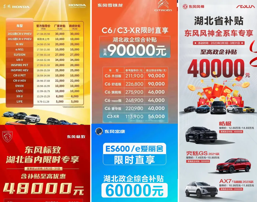 来源:各相关车企
