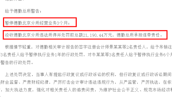 财政部：没收德勤北京分所违法所得并处罚款总额超2.1亿