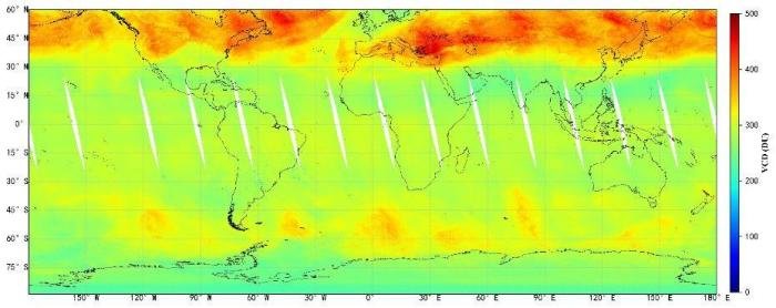高光谱综合观测卫星全球臭氧柱浓度监测图 国家航天局供图