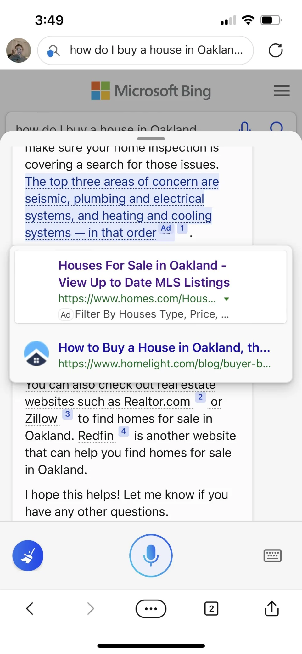 微软 Bing 搜索引擎上新聊天工具的广告截图。来源:彭博社