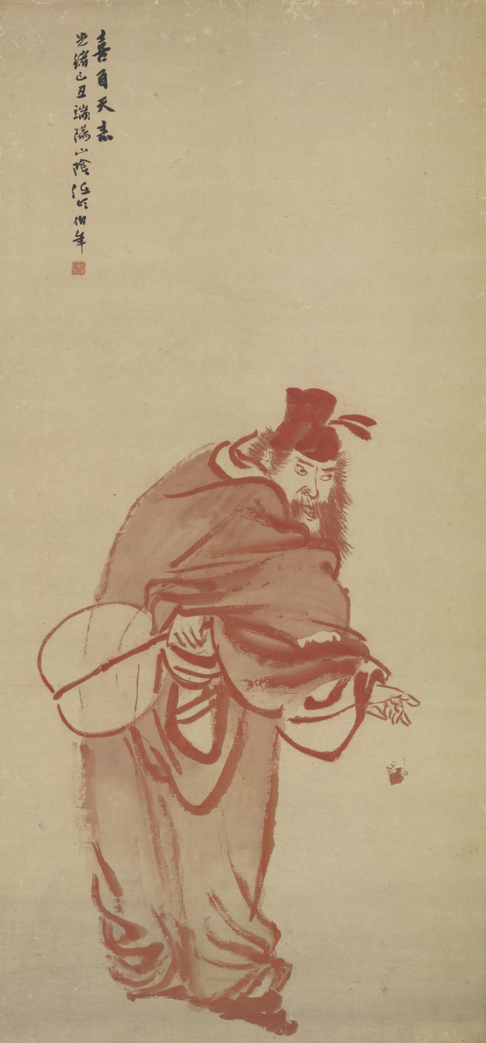 清 任颐朱砂钟馗喜自天来图轴（1889年）