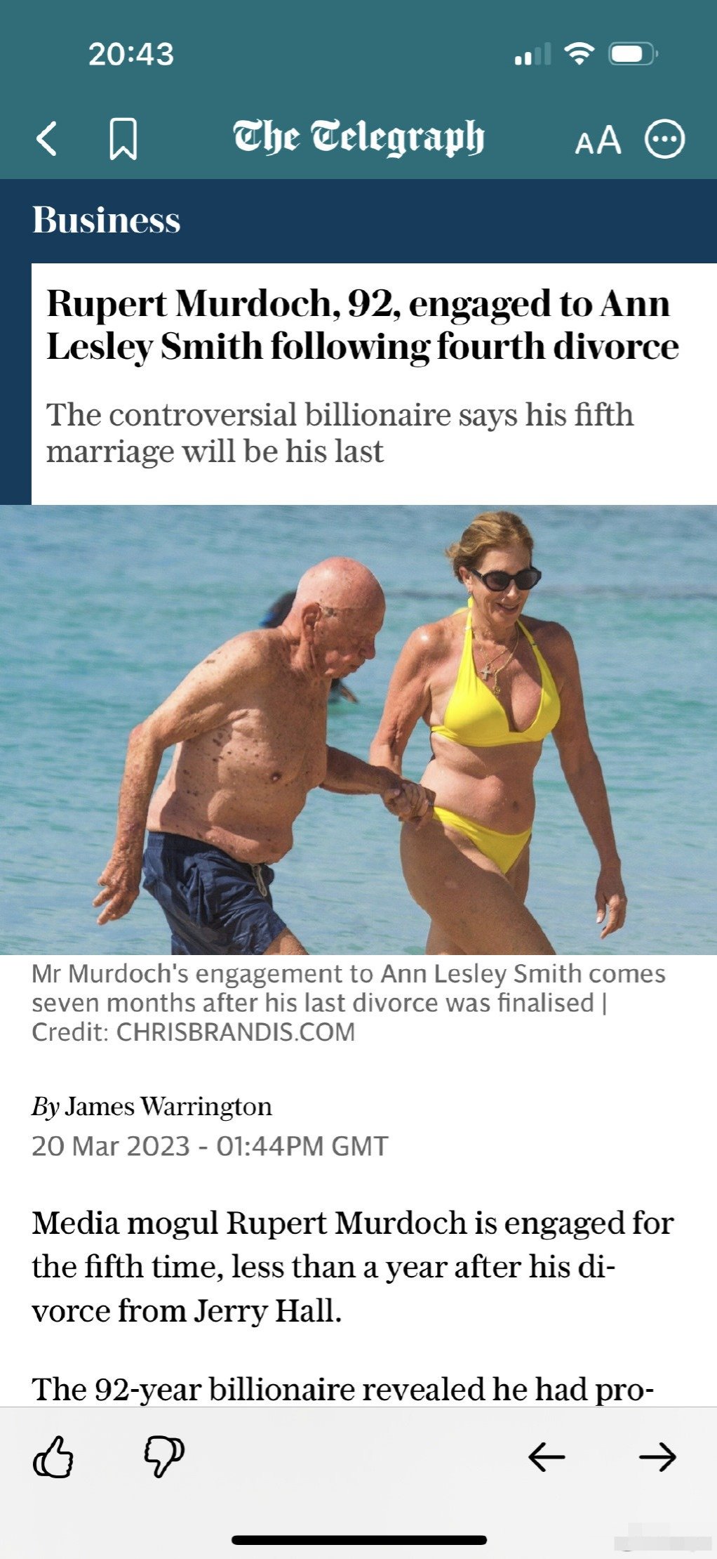 92岁默多克取消第5次婚约,与66岁未婚妻分手