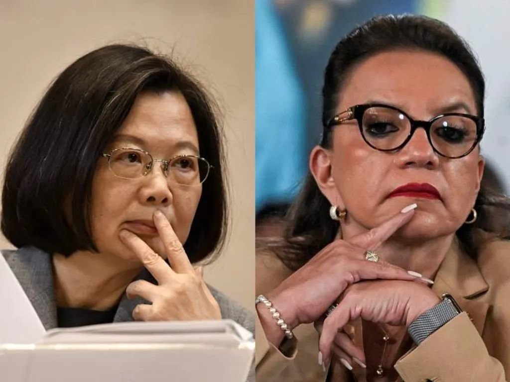 拼接图，左图为蔡英文，右图为洪都拉斯总统希奥玛拉&middot;卡斯特罗。2023年3月25日，洪都拉斯外交部发表声明，正式宣布与中国台湾断绝“外交关系”。