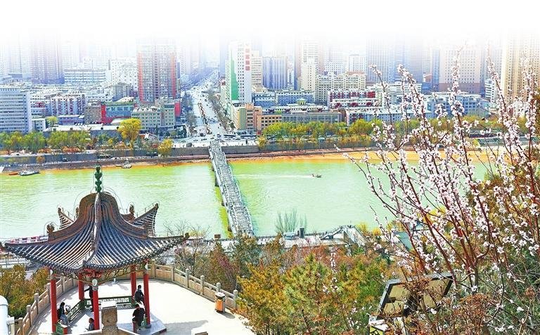 兰州市区春花竞相盛开，到处一派明媚的春色。新甘肃·甘肃日报记者 田蹊