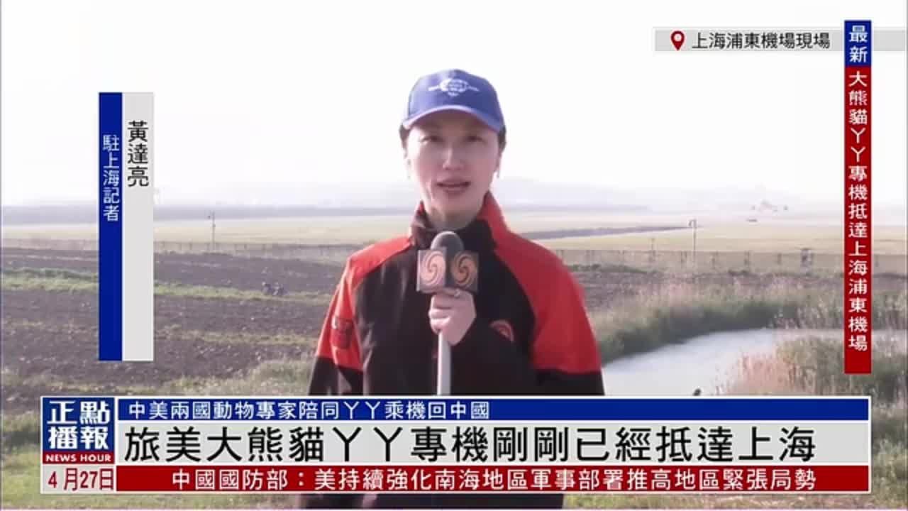 记者连线｜旅美大熊猫丫丫专机抵达上海国际机场