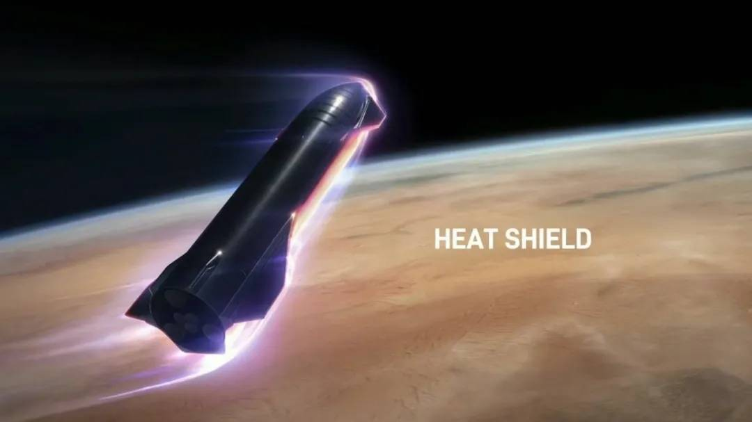 SpaceX于2019年9月公布的，“星舰”冲入火星大气层的概念图
