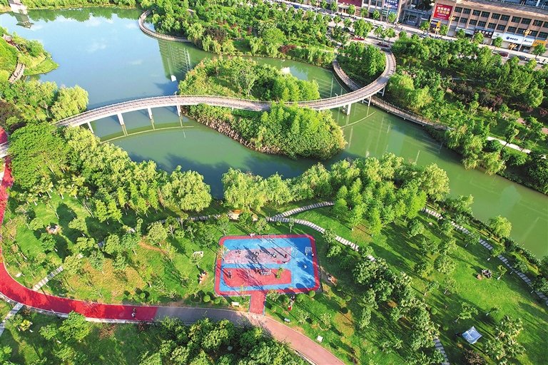 航拍宁都县龙溪湖水生态公园（图）