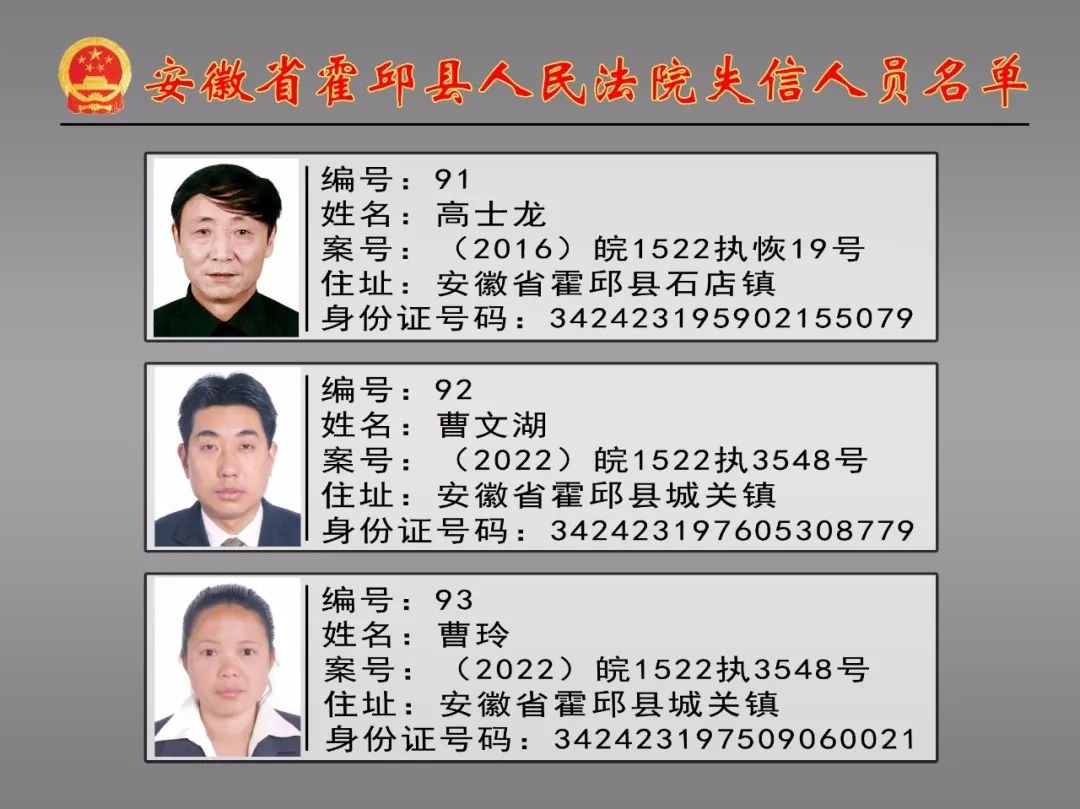 又曝光30人!安徽霍邱县今年第4批失信被执行人出炉!凤凰网安徽_凤凰网