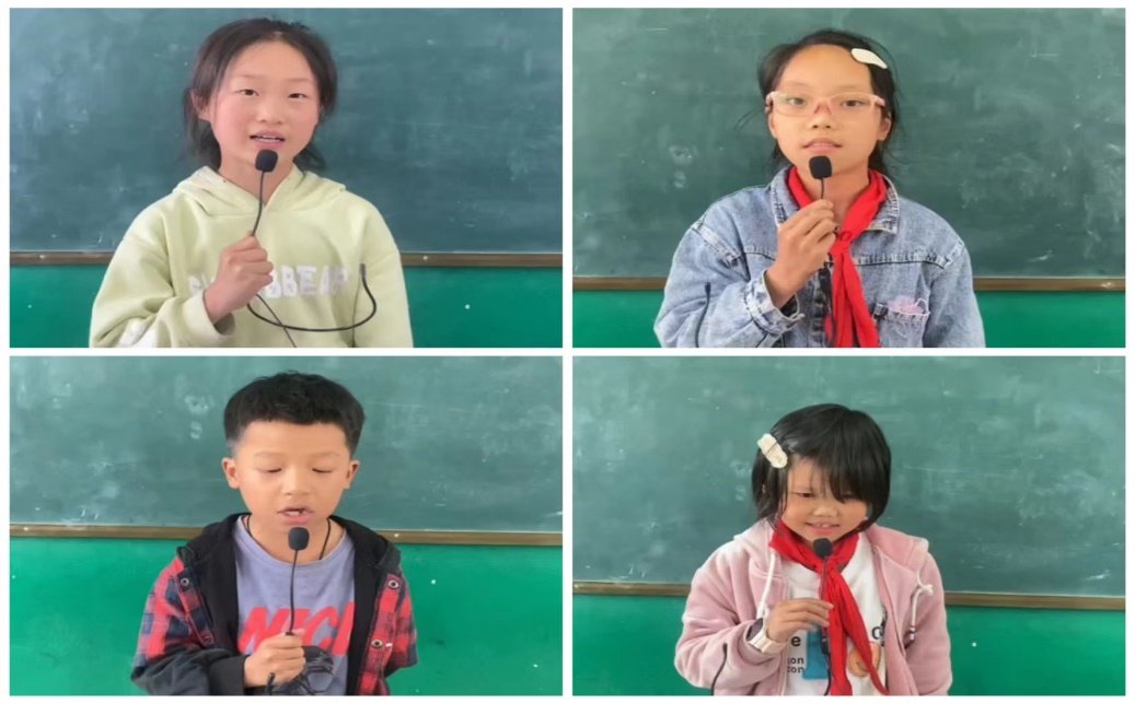 (孩子们通过屏幕向家长做心灵道白)