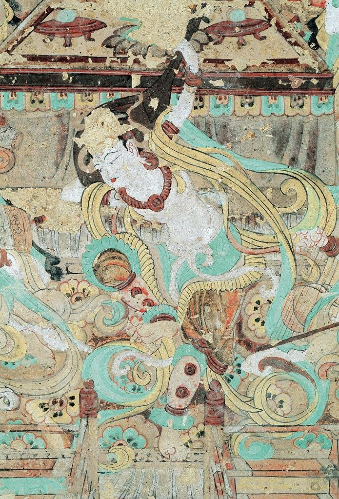 敦煌壁画中的“反弹琵琶” （敦煌研究院供图）
