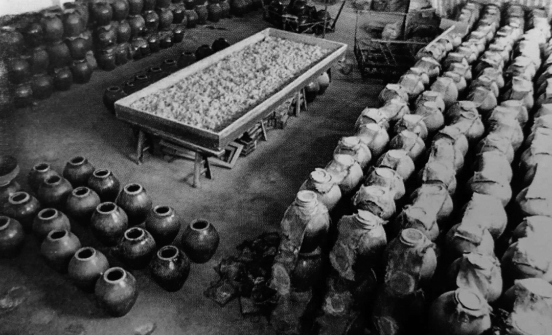 ▲ 图为球记酒庄酿酒米饭摊凉现场旧照片。作为顺德酒厂前身的球记酒庄开办于1940年，正宗红米酒酿造技艺，沿用至今。