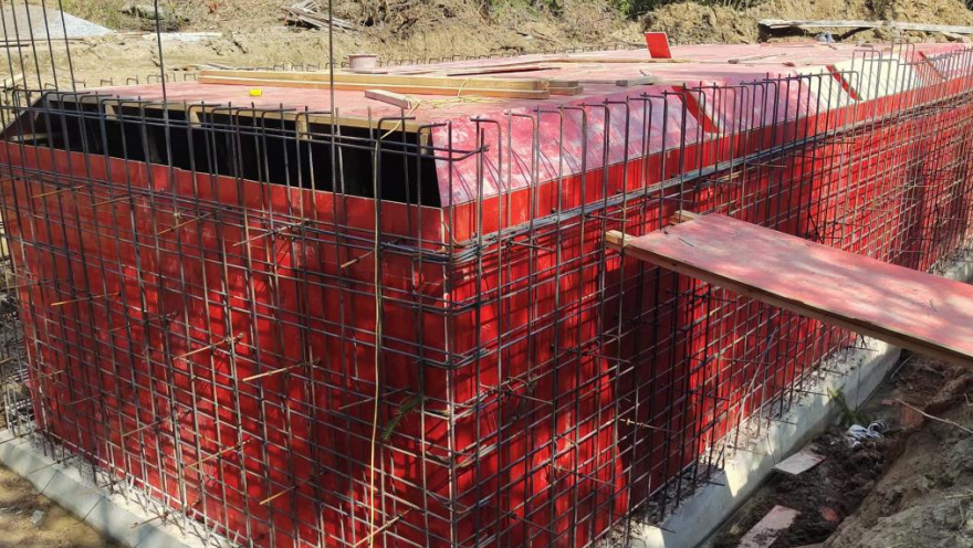 ▲高岭村蓄水池施工中