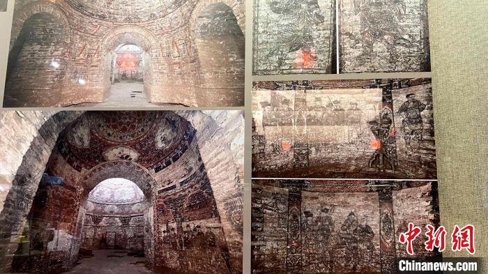 5月18日，济南考古馆展出的元代砖雕壁画。　中新社记者 孙婷婷 摄