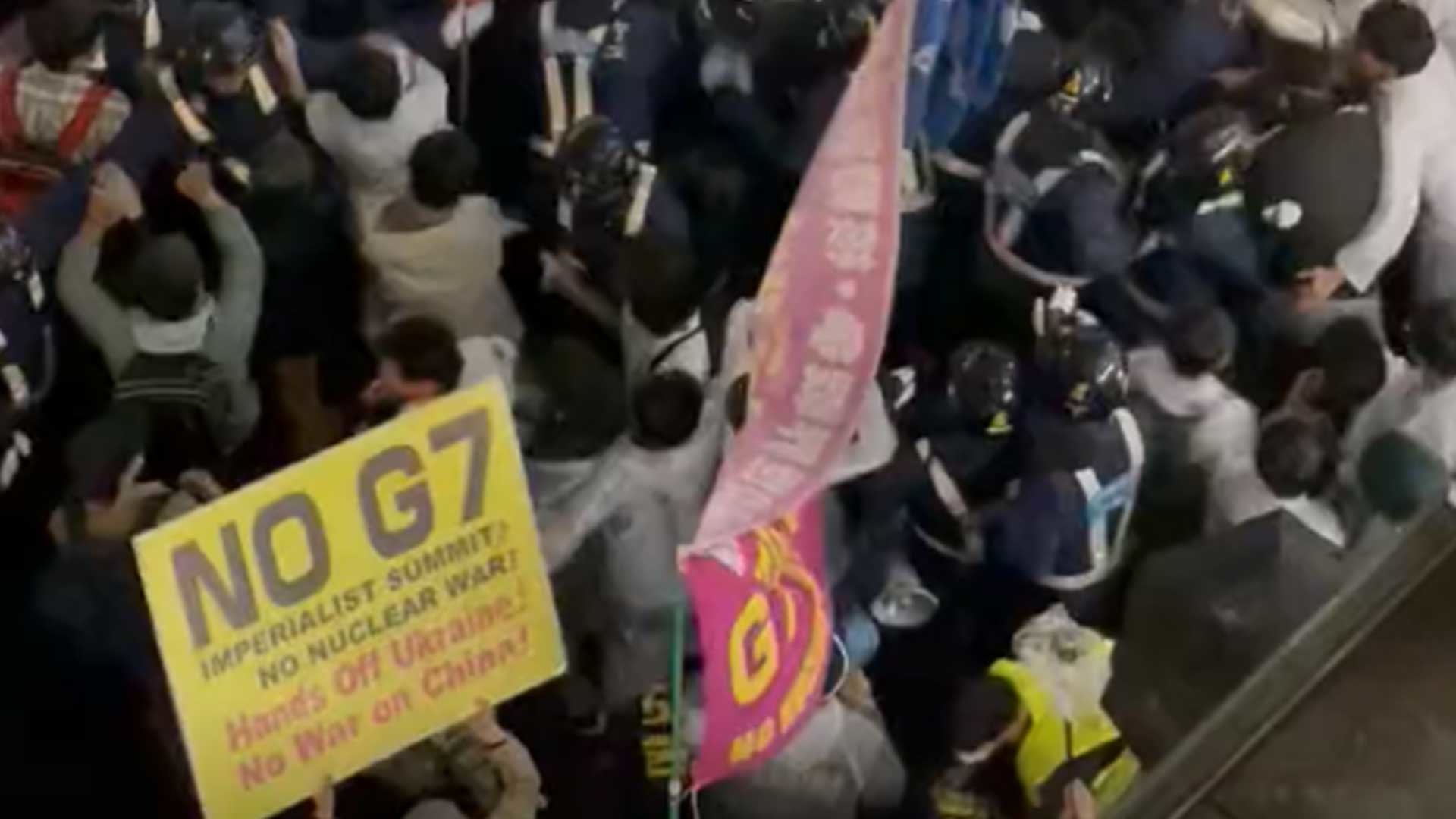 “不要G7，不要帝国主义峰会” 日本民众广岛集会反对G7峰会，与警察爆发激烈冲突