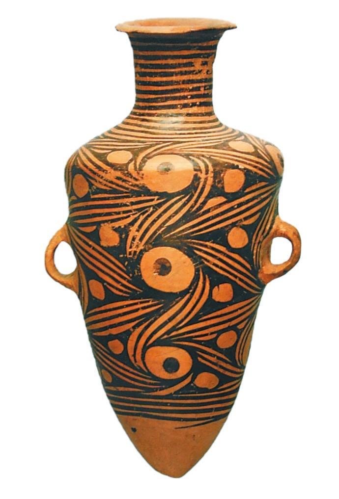 马家窑文化时期的旋纹尖底彩陶瓶