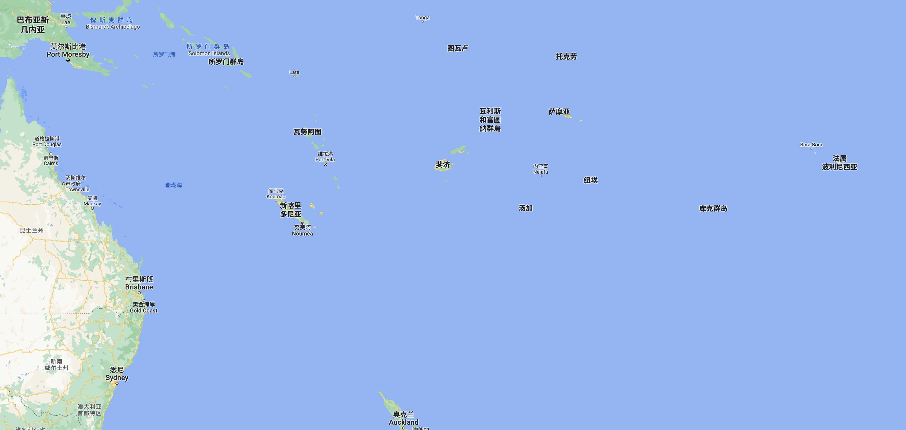 瓦努阿图在地图上的位置