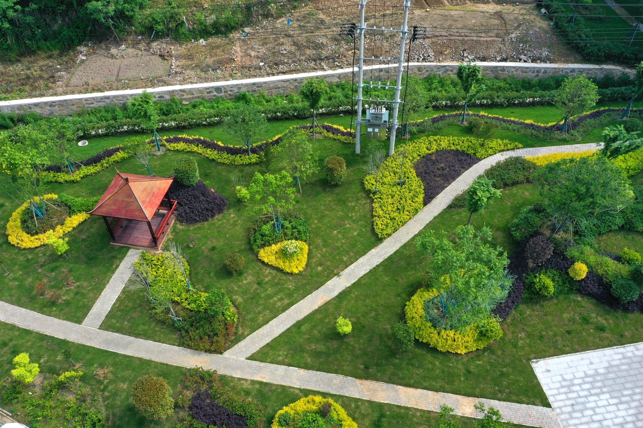 ▲尧渡镇河西大道附近绿化景观