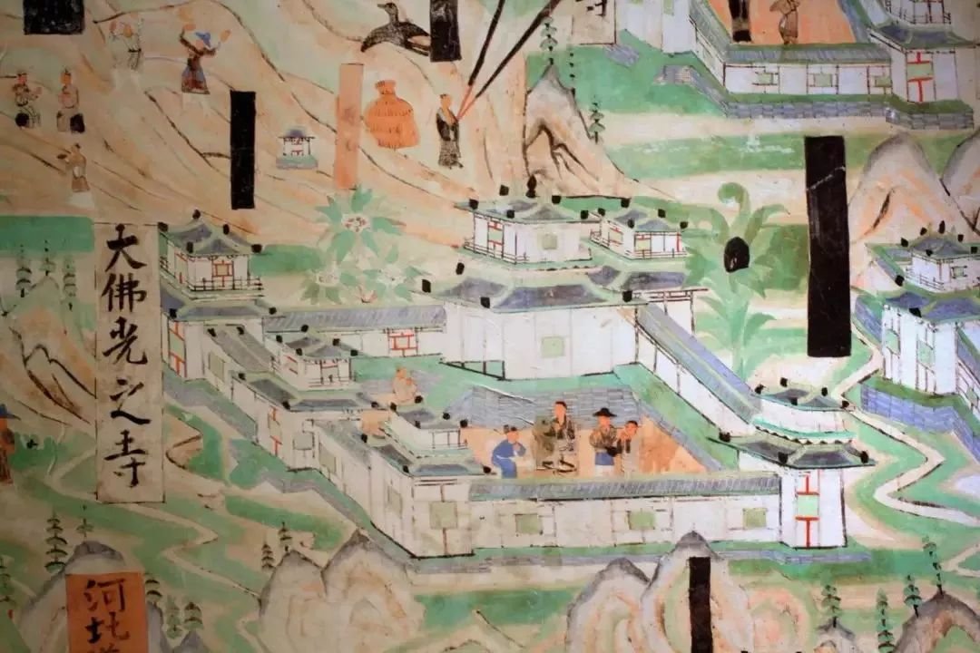 ▲莫高窟壁画中的“大佛光之寺”