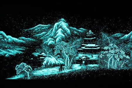 李琴和她的《堆雕3D夜光雪景》瓷画