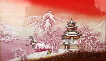 李琴和她的《堆雕3D夜光雪景》瓷画