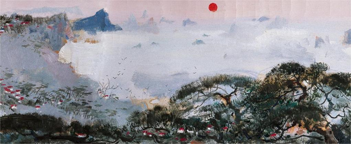 吴冠中 长江万里图(局部) 22.5×509cm 纸本油画长卷 1973-74年 民生银行藏