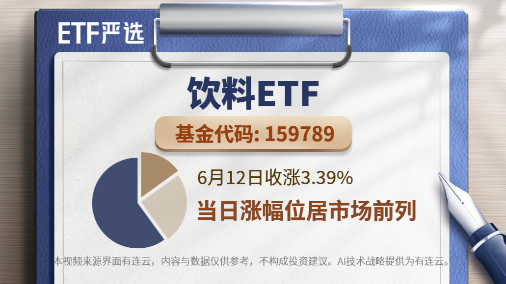 ETF严选 | 饮料ETF（159789）6月12日收涨3.39%，当日涨幅位居市场前列