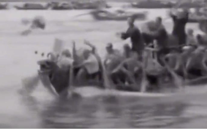 1961年安康赛龙舟黑白影像资料