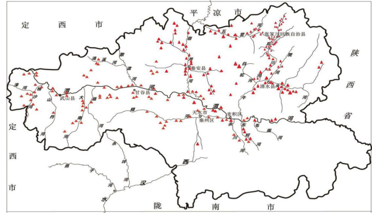 天水地区新石器时期文化遗存分布示意图