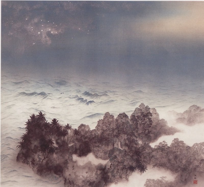 图17 横山大观，《南溟之夜》，水墨设色，81.5厘米×90厘米，1944年，东京国立近代美术馆藏