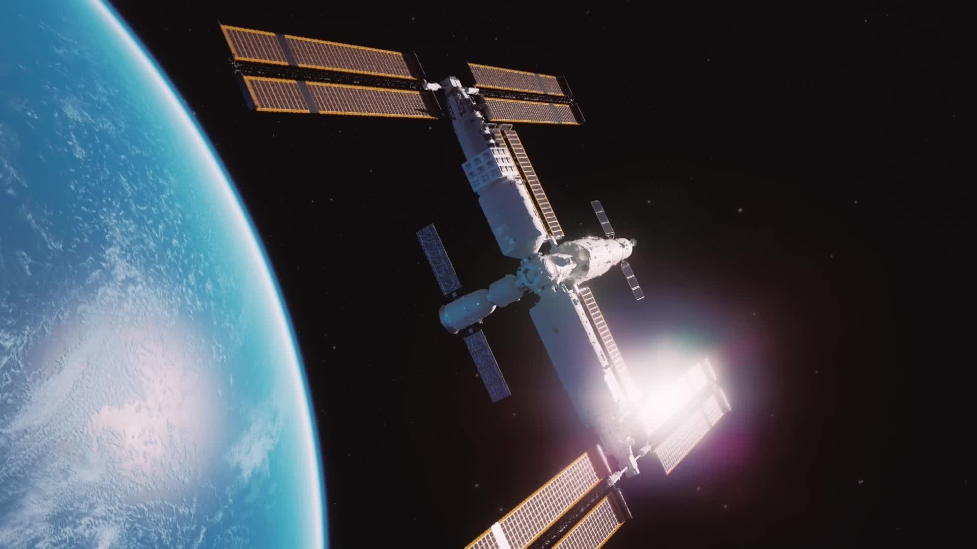 中国空间站动态|实验舱,神舟,天舟,机械臂与地球_凤凰网视频_凤凰网