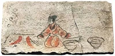 ▲甘肃省酒泉市果园乡西沟村魏晋壁画墓“烙饼图”