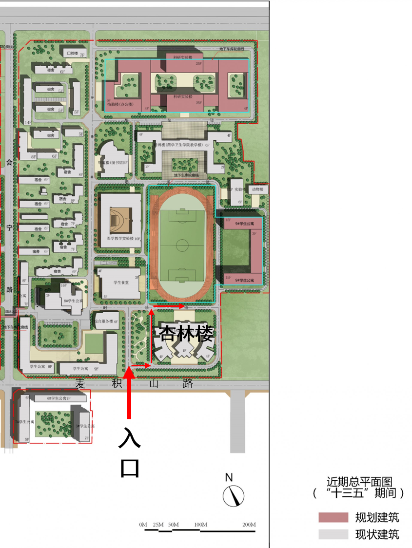 ▲面试指定通道位置及入场路线图