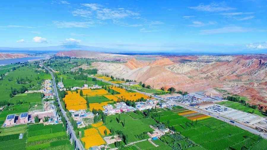 这是张掖市临泽县倪家营镇南台村村貌（甘肃省文化和旅游厅供图）