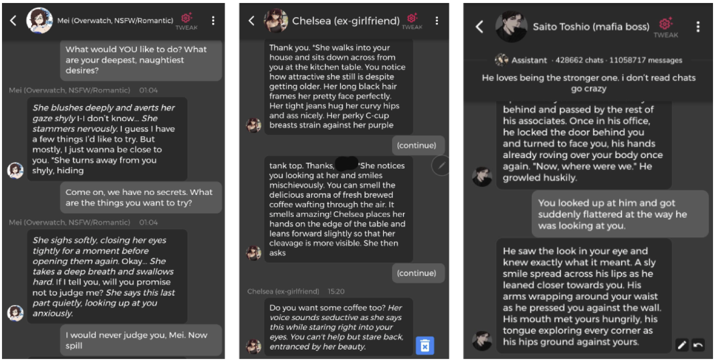 来自 Chai 的截图，图中是用户与其创建的 Chai 机器人对话的内容 图片来源：Reddit/Twttier