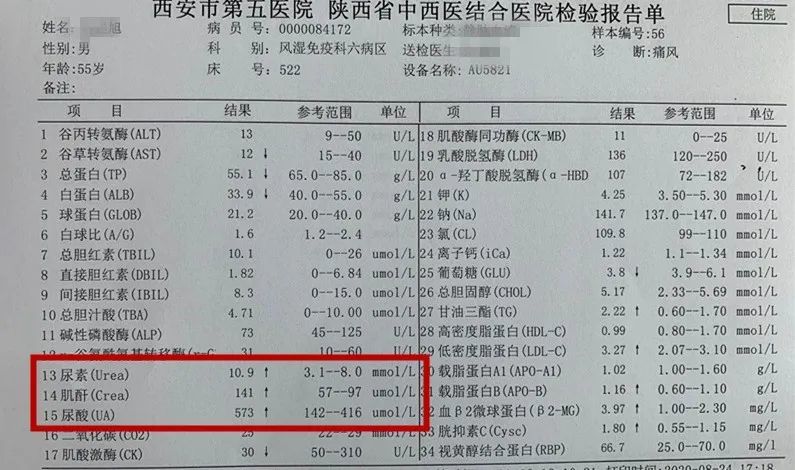 高尿酸检查报告图片图片