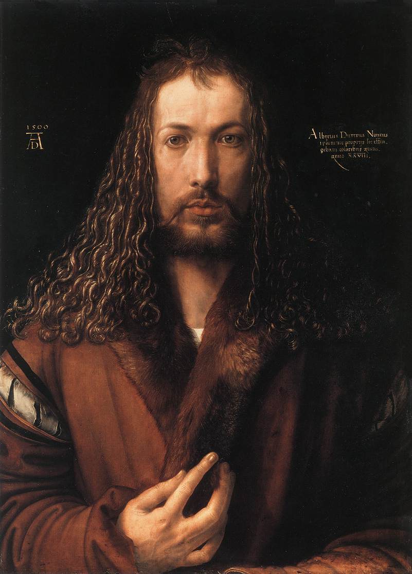 《丢勒自画像》，1500年，藏于慕尼黑老绘画陈列馆（非此次展览展品）