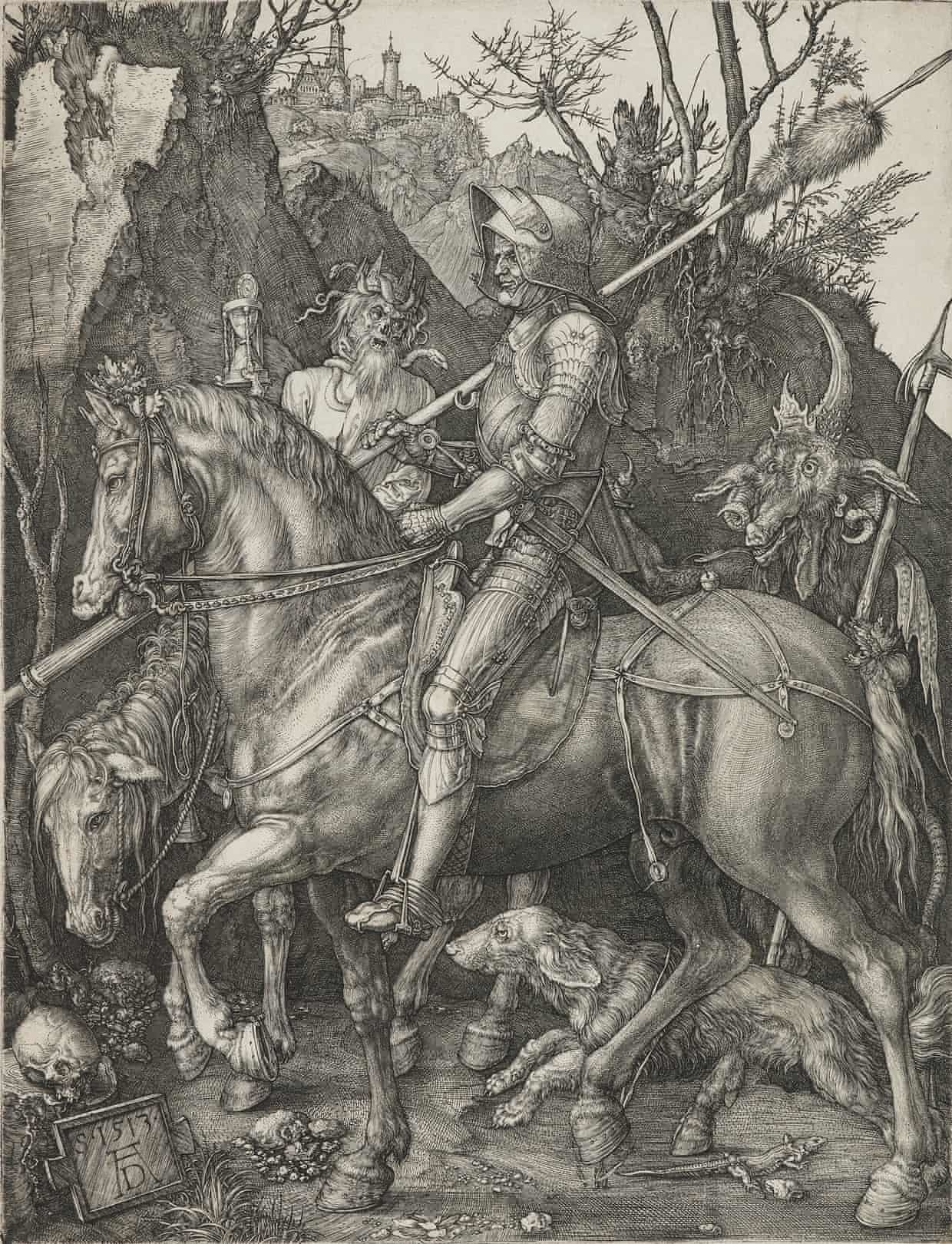 丢勒，《骑士、死亡与魔鬼》，1513年