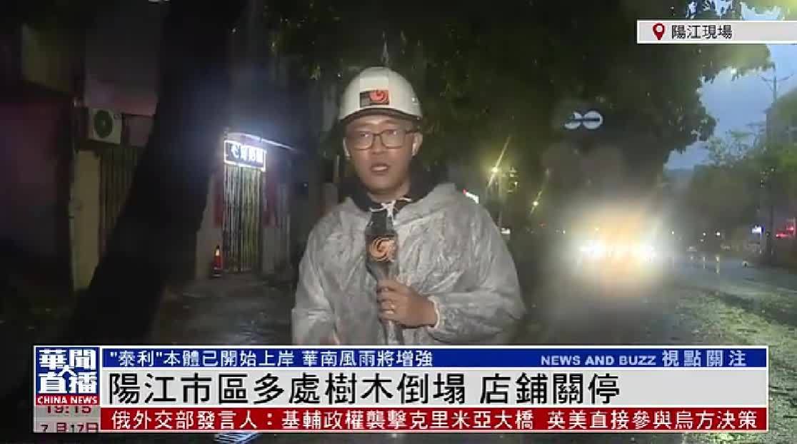 记者连线｜阳江市区多处树木倒塌 店铺关停
