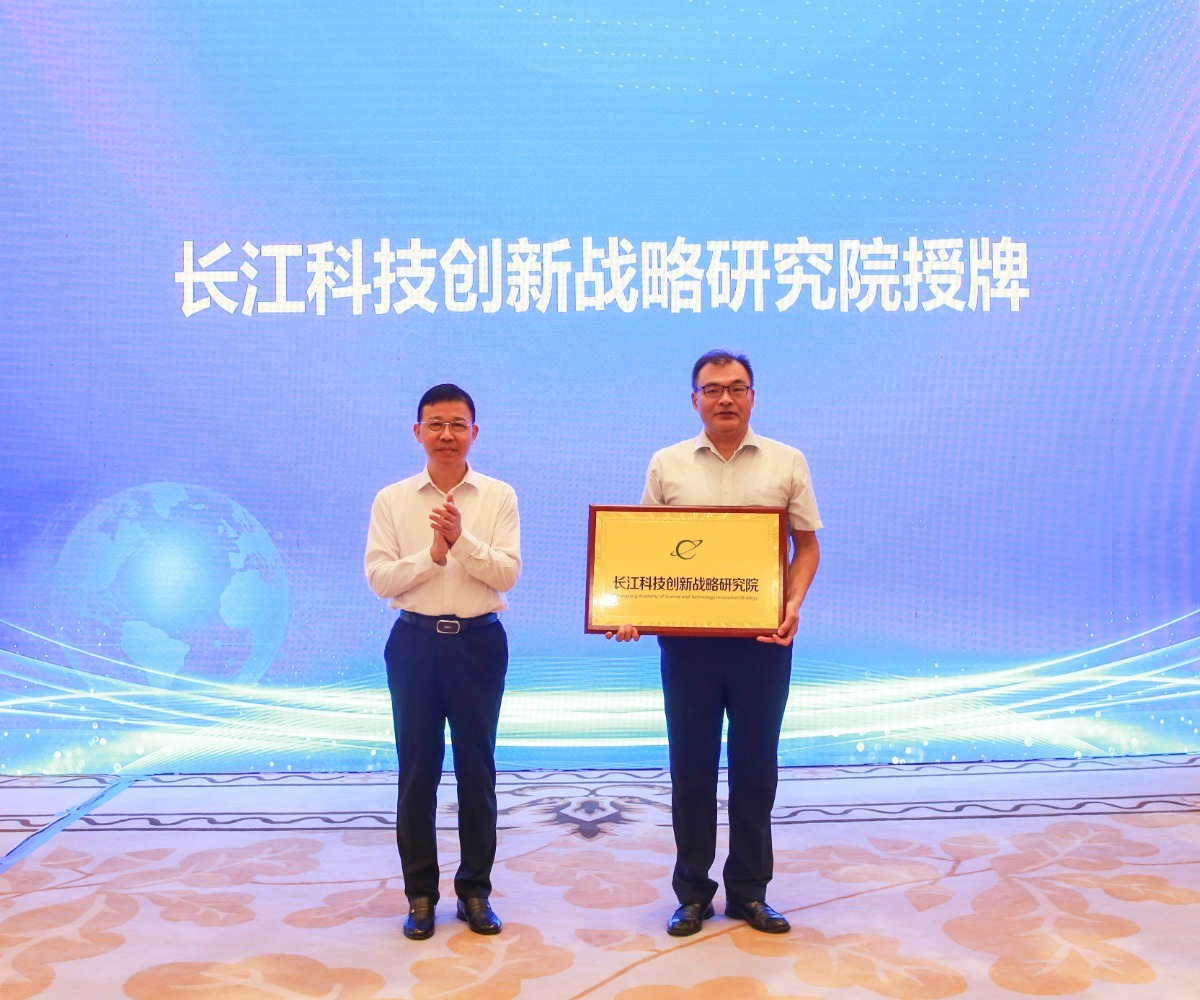 湖北省科技厅党组书记、厅长冯艳飞为长江科技创新战略研究院授牌