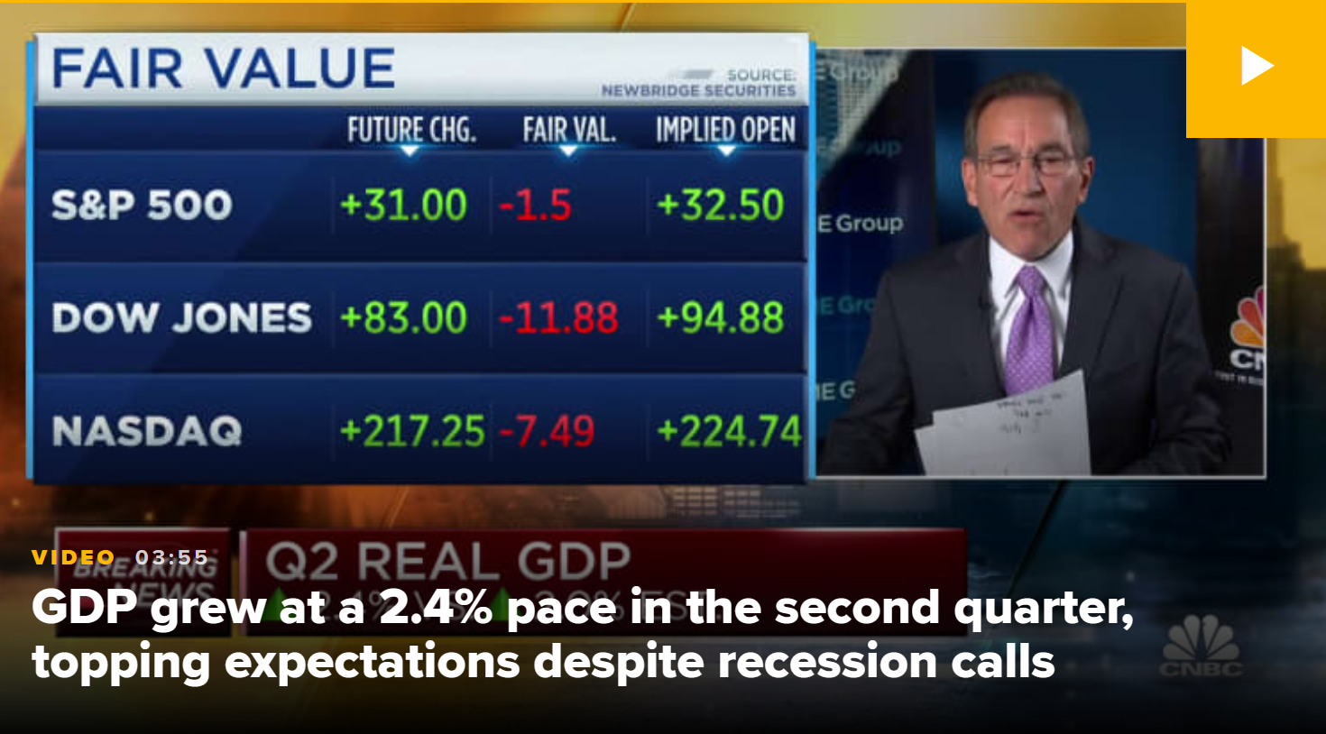 美国二季度GDP增长2.4%！美股三大指数高开低走，道指终结13连涨_凤凰网