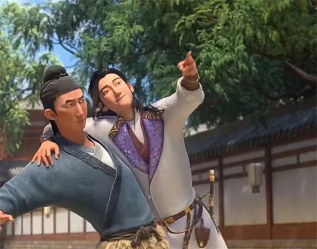 《长安三万里》影片截图　左：高适　右：李白