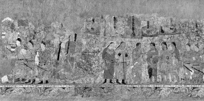 撒马尔罕康国王宫遗址壁画 资料图片