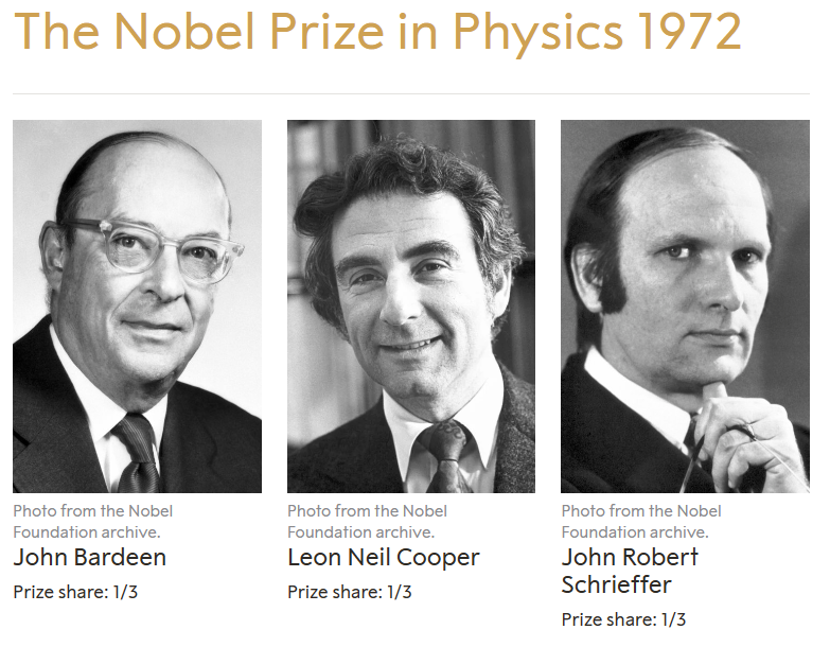 1972年诺贝尔物理学奖