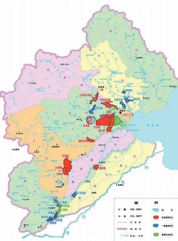 海河流域蓄滞洪区分布图 图片来源：海河水利