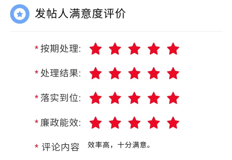 △问政网友评价截图。