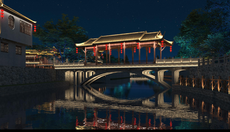 (三河古镇景区夜景亮化意向效果图 三河文旅供图)