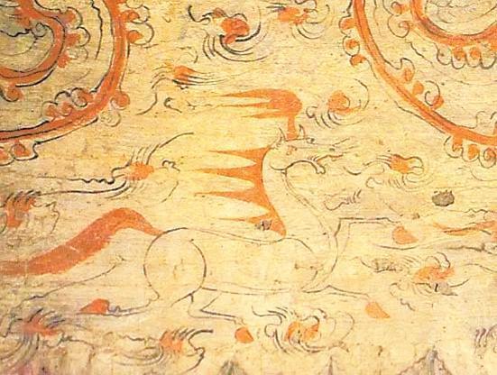 酒泉丁家闸十六国时期墓葬壁画《天马图》