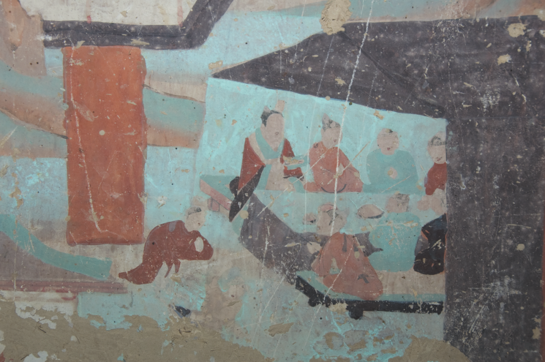 ▲莫高窟第12窟东壁上的宴饮图